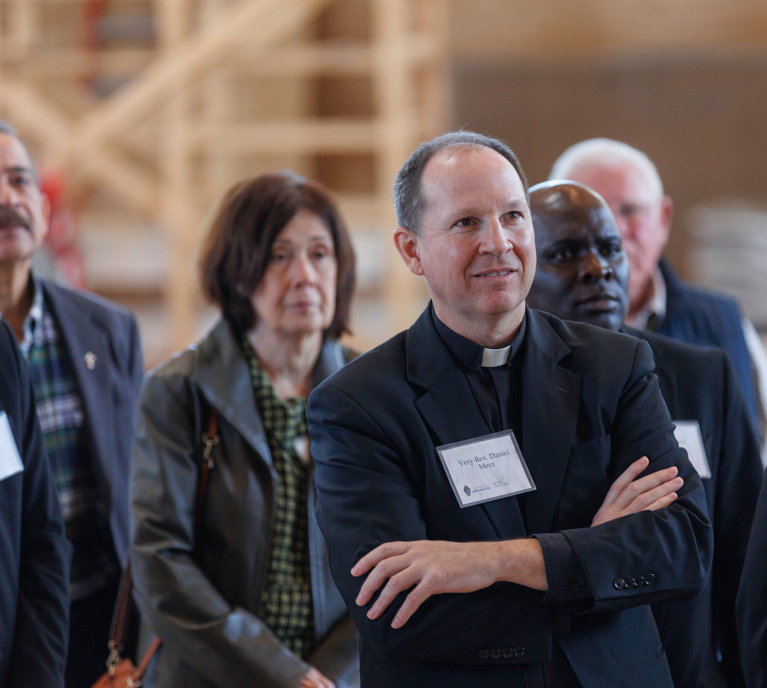 People reviewing progress on the renovation of the Cathedral of St. Joseph contemplate “the beauty that is before us and the beauty that is to come,” in the words of a prayer by Monsignor Robert A. Kurwicki, vicar general.